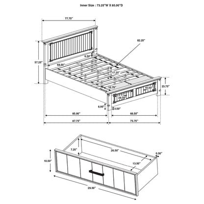 Brenner Wood California King Storage Panel Bed Rustic Honey