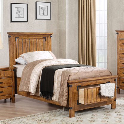 Brenner Wood Twin Storage Panel Bed Rustic Honey