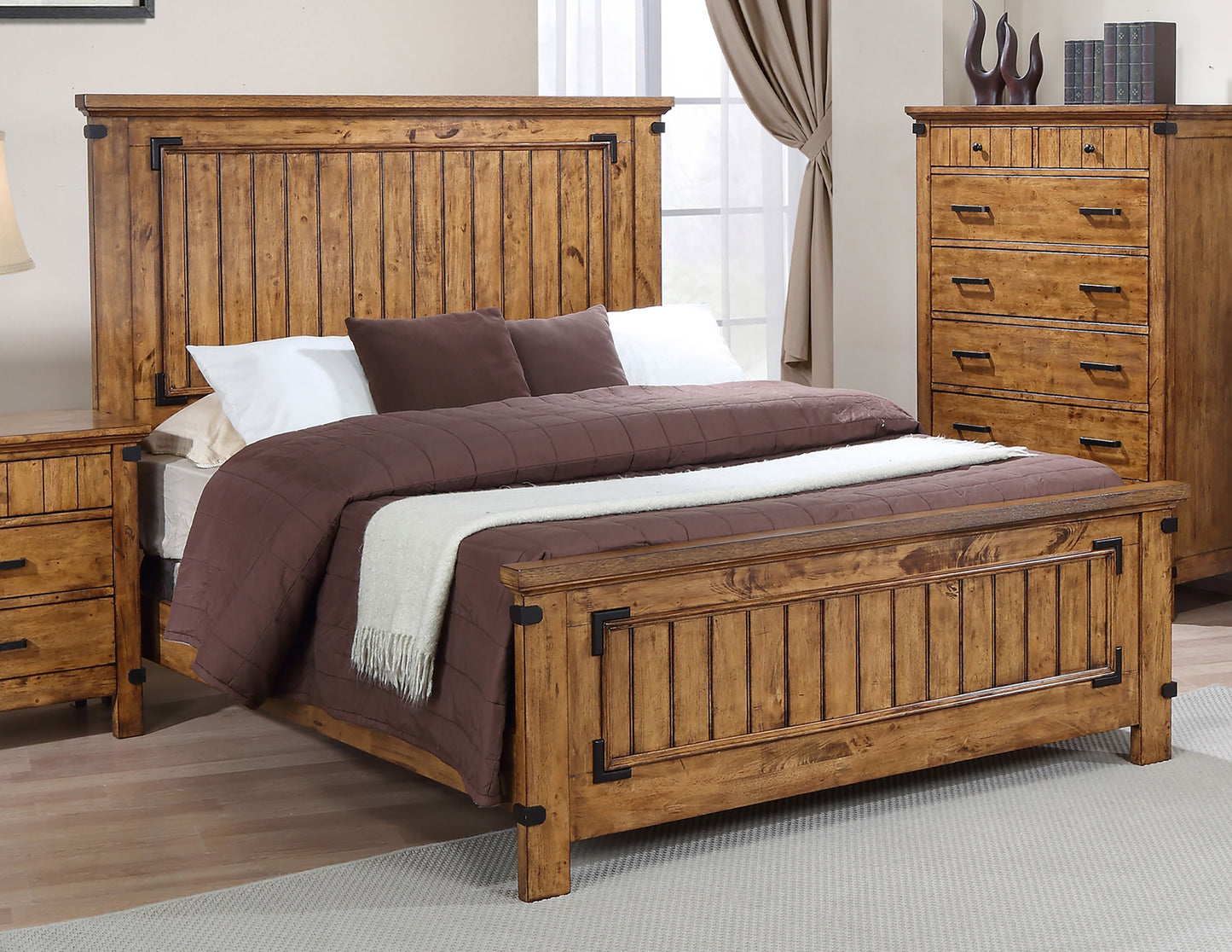 Brenner Wood Full Panel Bed Rustic Honey