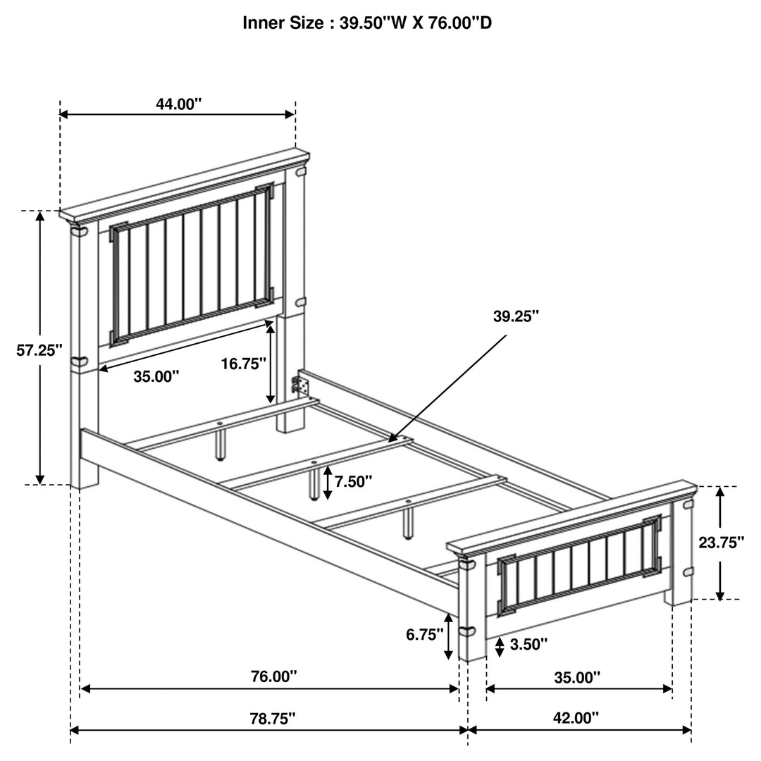 Brenner Wood Twin Panel Bed Rustic Honey