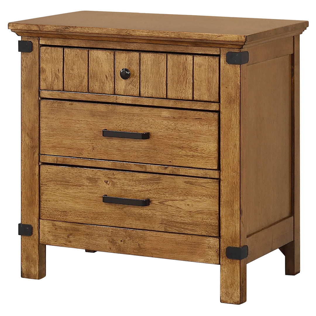 Brenner 3-drawer Nightstand Rustic Honey