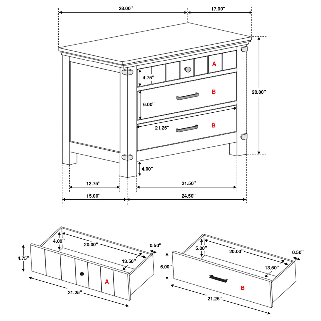 Brenner 3-drawer Nightstand Rustic Honey