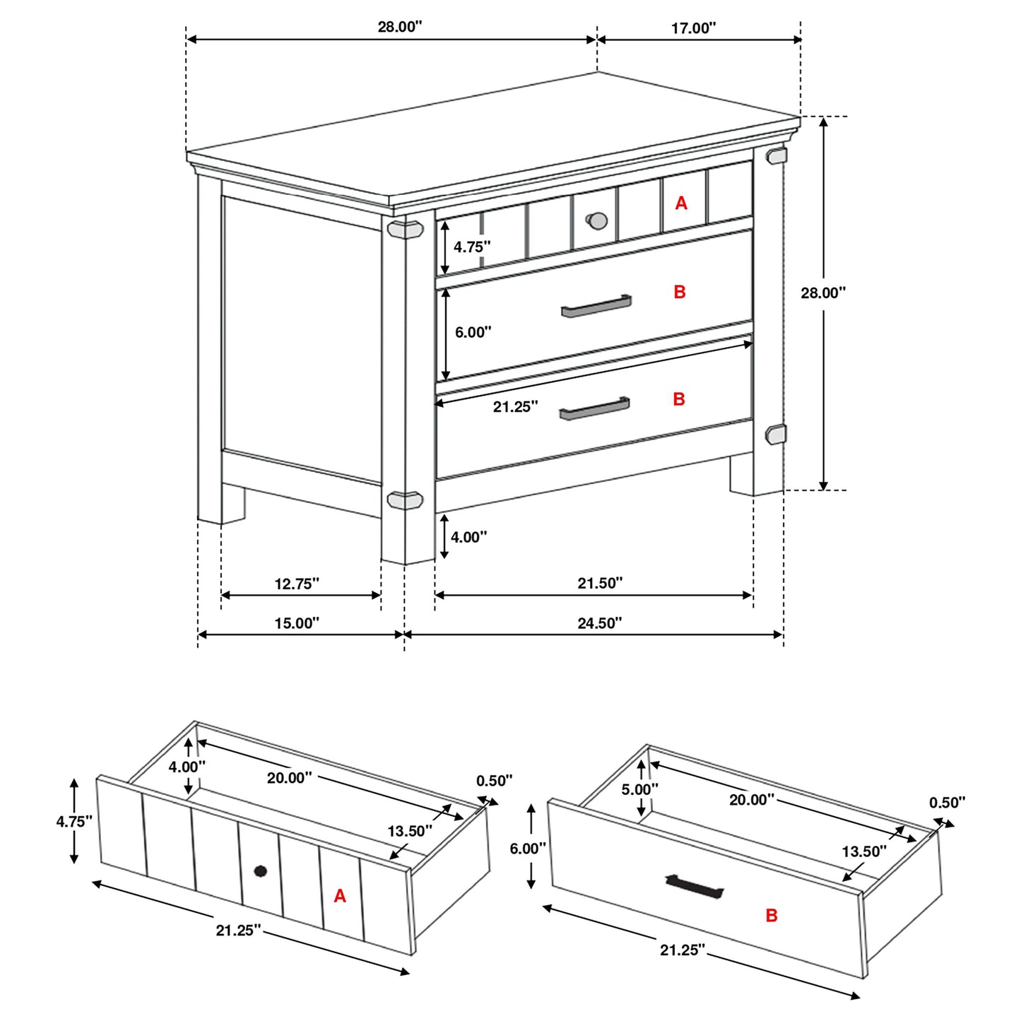 Brenner 3-drawer Nightstand Rustic Honey