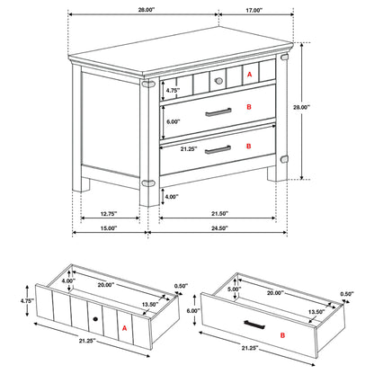 Brenner 3-drawer Nightstand Rustic Honey