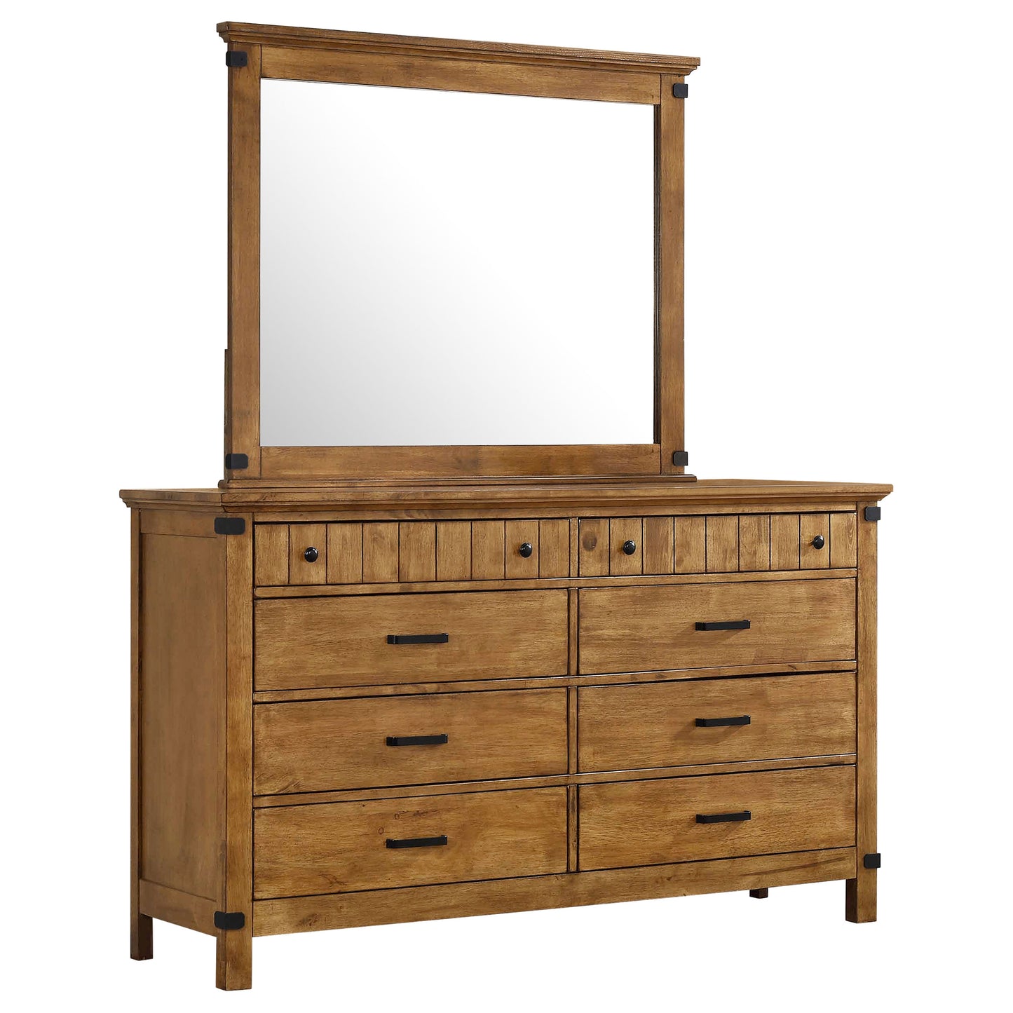 Brenner 8-drawer Dresser with Mirror Rustic Honey