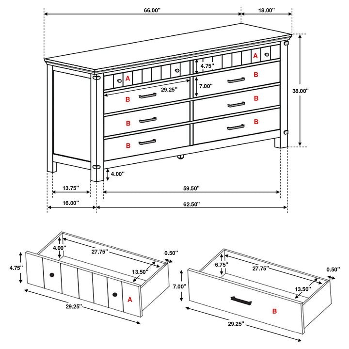 Brenner 8-drawer Dresser Rustic Honey