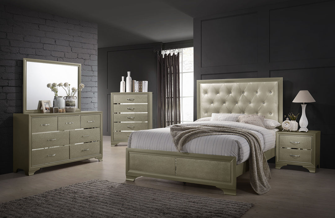 Beaumont Wood Eastern King Panel Bed Champagne