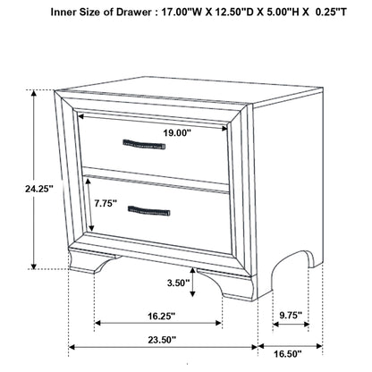 Beaumont 2-drawer Nightstand Champagne