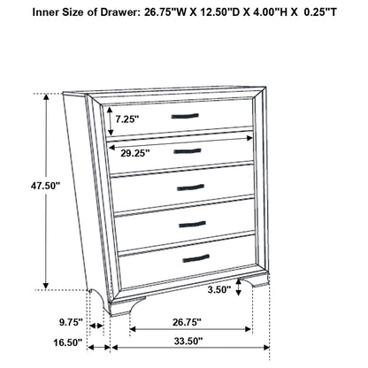 Beaumont 5-drawer Bedroom Chest Champagne