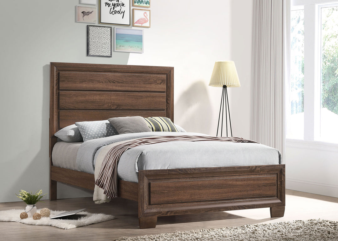 Brandon Wood Full Panel Bed Warm Brown