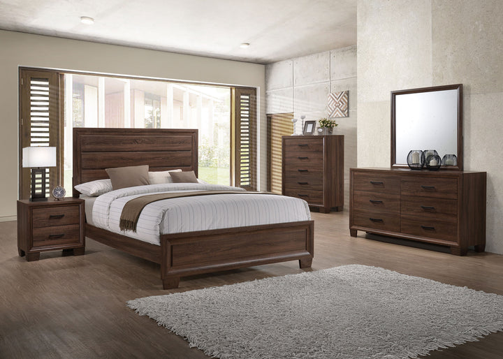 Brandon Wood Queen Panel Bed Warm Brown