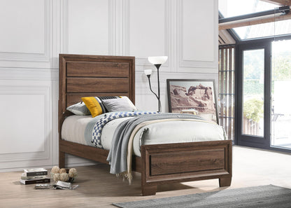 Brandon Wood Twin Panel Bed Warm Brown