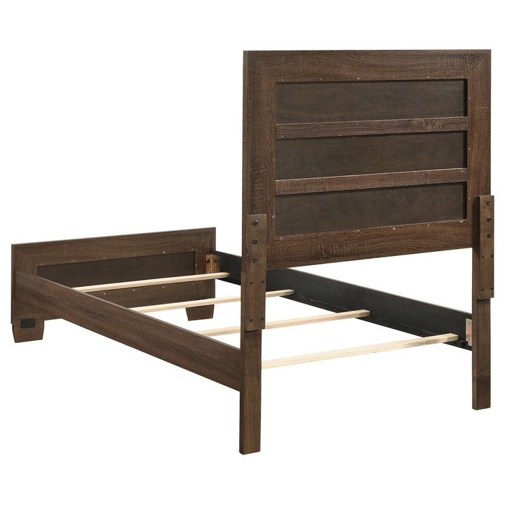 Brandon Wood Twin Panel Bed Warm Brown