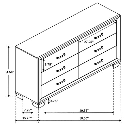 Brandon 6-drawer Dresser Warm Brown