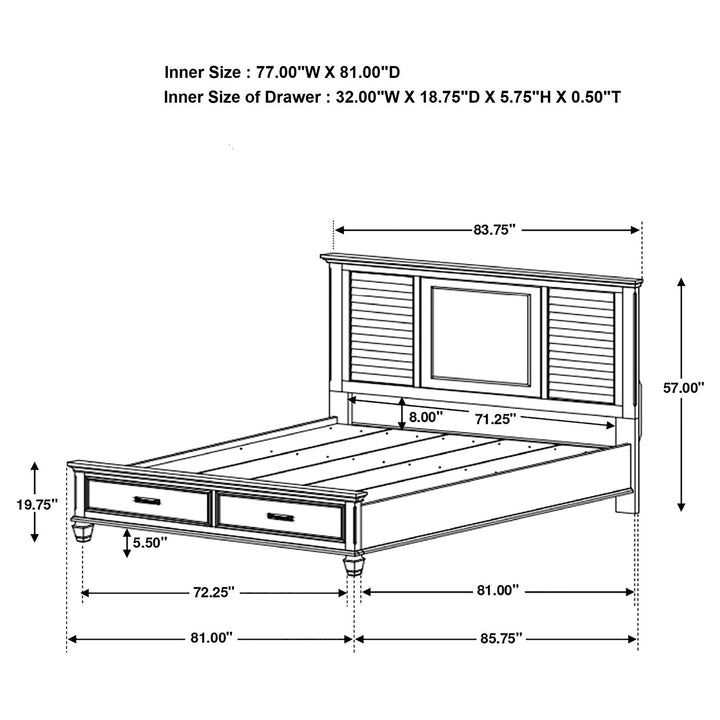 Franco Wood Eastern King Storage Panel Bed Distressed White