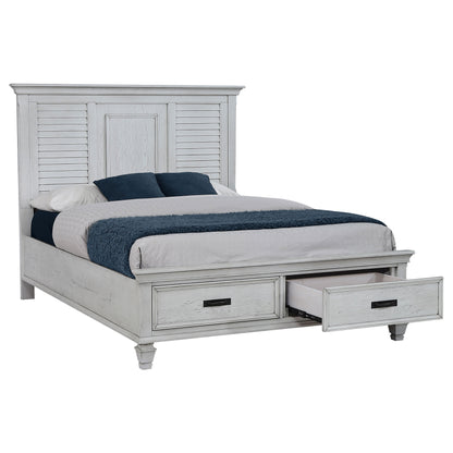 Franco California King Storage Panel Bed Distressed White