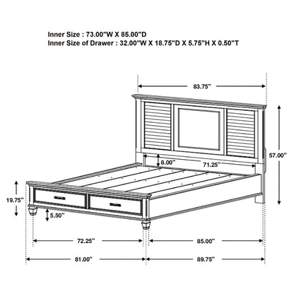 Franco California King Storage Panel Bed Distressed White