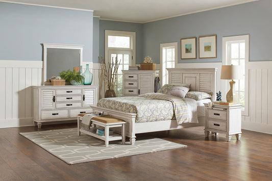 Franco 4-piece California King Bedroom Set Distressed White