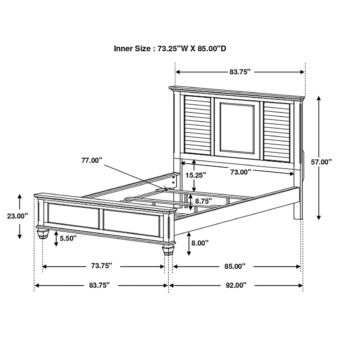 Franco Wood California King Panel Bed Distressed White