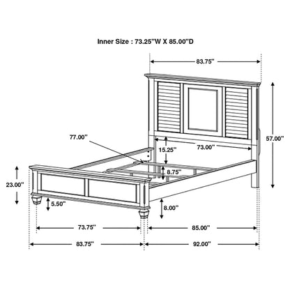 Franco Wood California King Panel Bed Distressed White