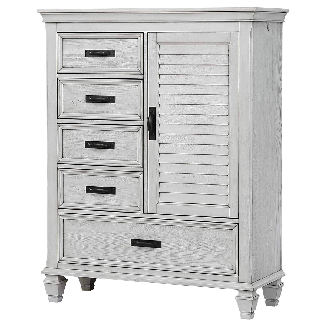 Franco 5-drawer Door Chest Distressed White