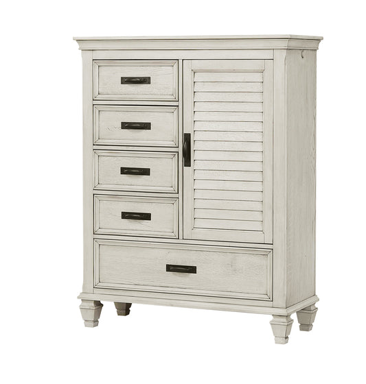 Franco 5-drawer Door Chest Distressed White