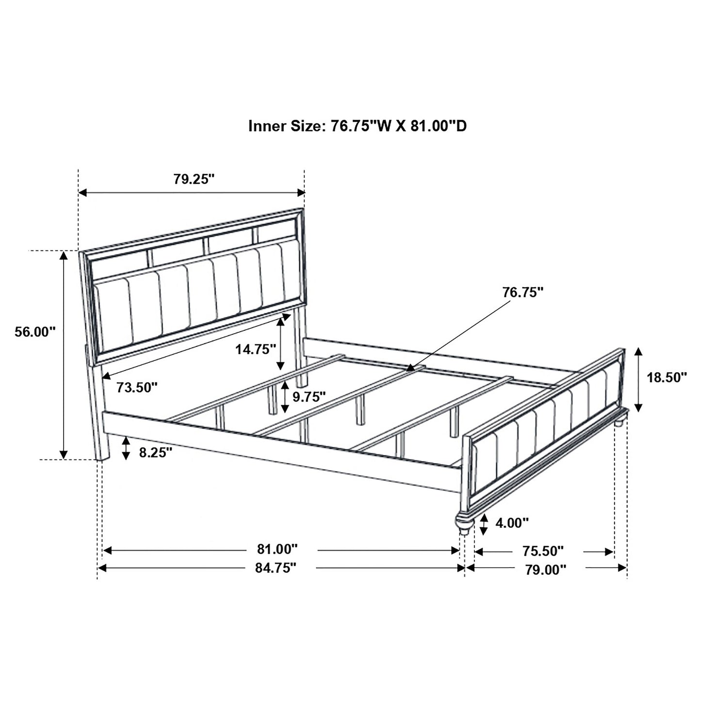 Barzini Wood Eastern King Panel Bed White