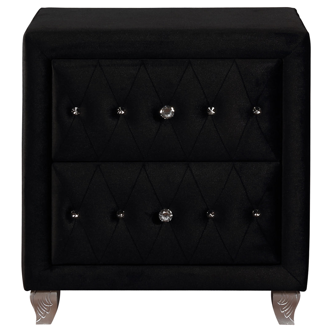 Deanna Upholstered 2-drawer Nightstand Black