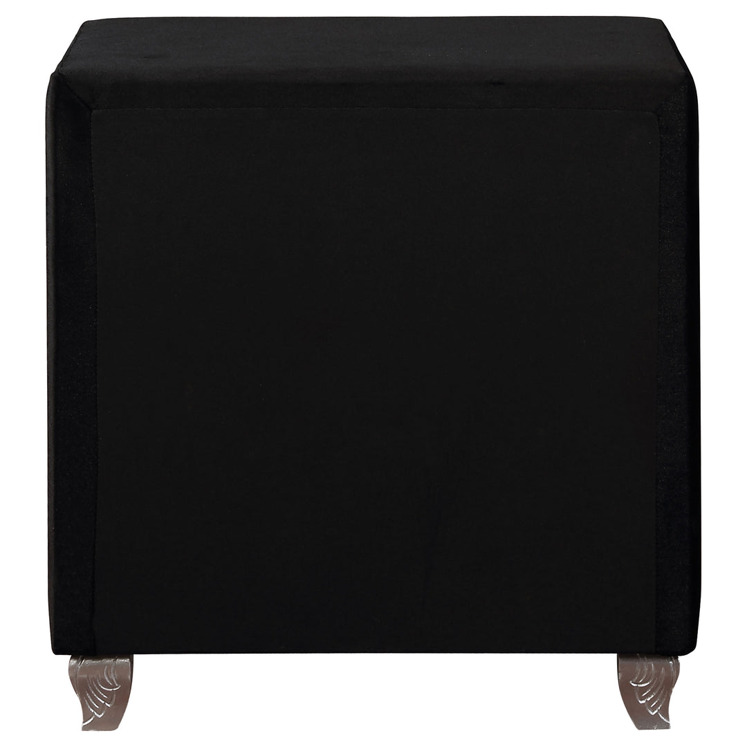 Deanna Upholstered 2-drawer Nightstand Black