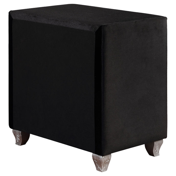 Deanna Upholstered 2-drawer Nightstand Black