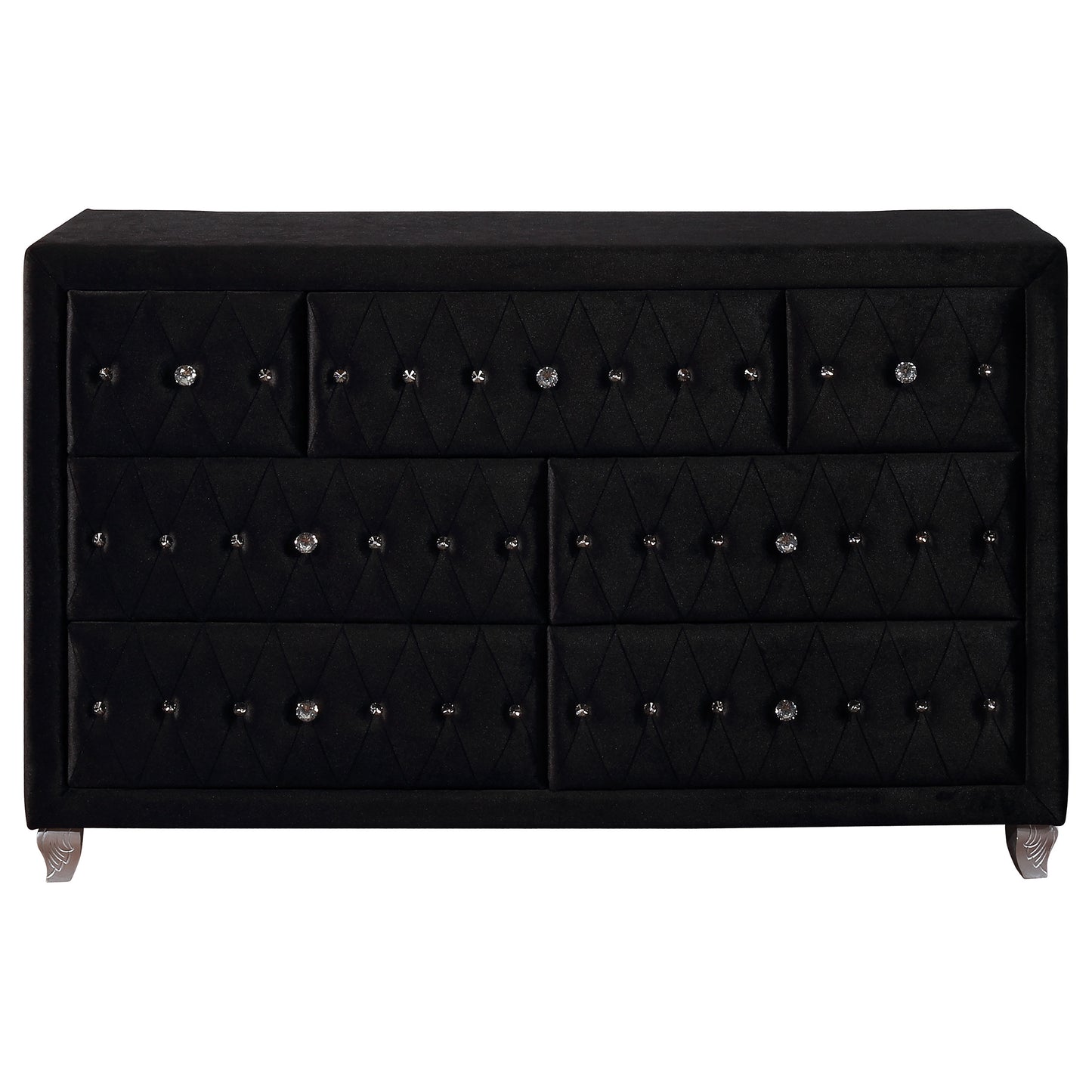 Deanna 7-drawer Upholstered Dresser Black