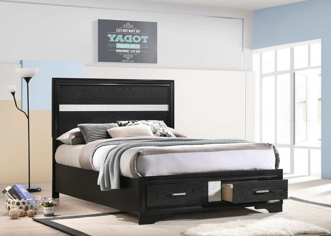 Miranda Wood Full Storage Panel Bed Black