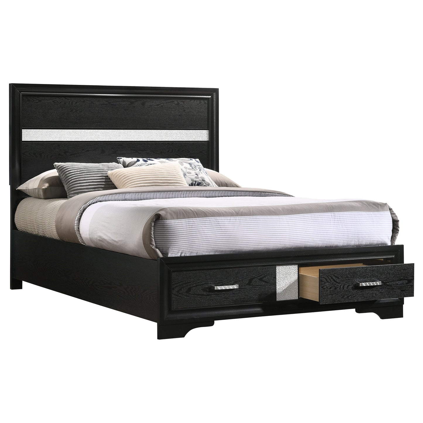 Miranda Wood Full Storage Panel Bed Black