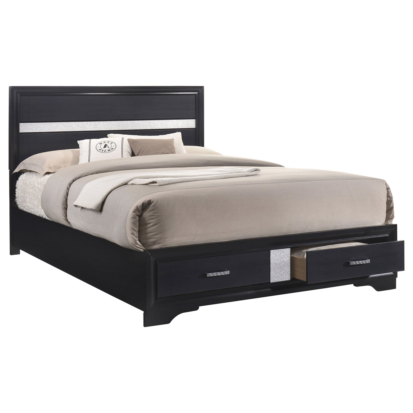 Miranda Wood Eastern King Storage Panel Bed Black