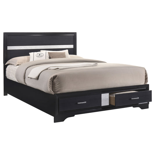 Miranda Wood Eastern King Storage Panel Bed Black