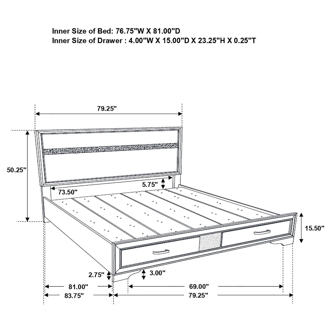 Miranda Wood Eastern King Storage Panel Bed Black