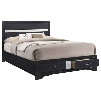 Miranda Wood California King Storage Panel Bed Black