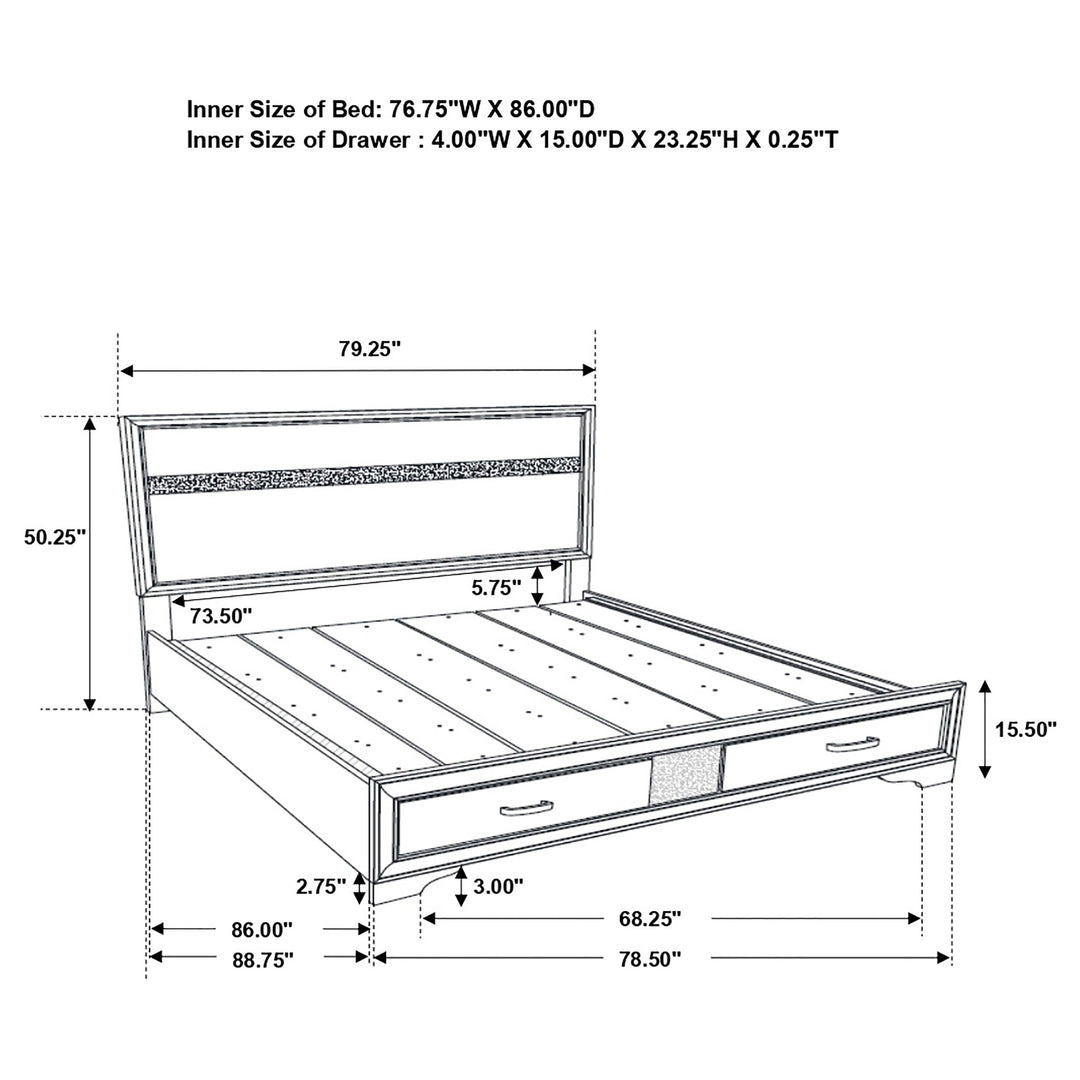 Miranda Wood California King Storage Panel Bed Black