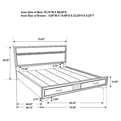 Miranda Wood California King Storage Panel Bed Black