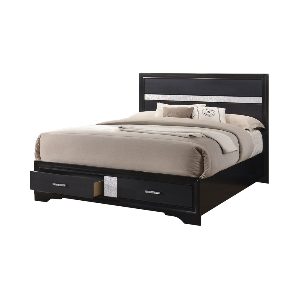 Miranda Wood California King Storage Panel Bed Black