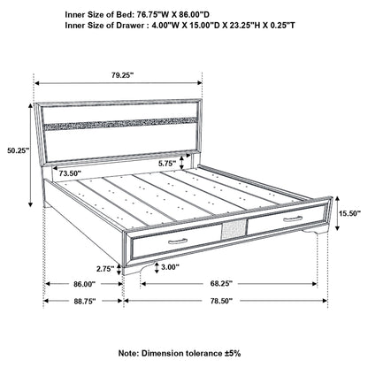 Miranda Wood California King Storage Panel Bed Black