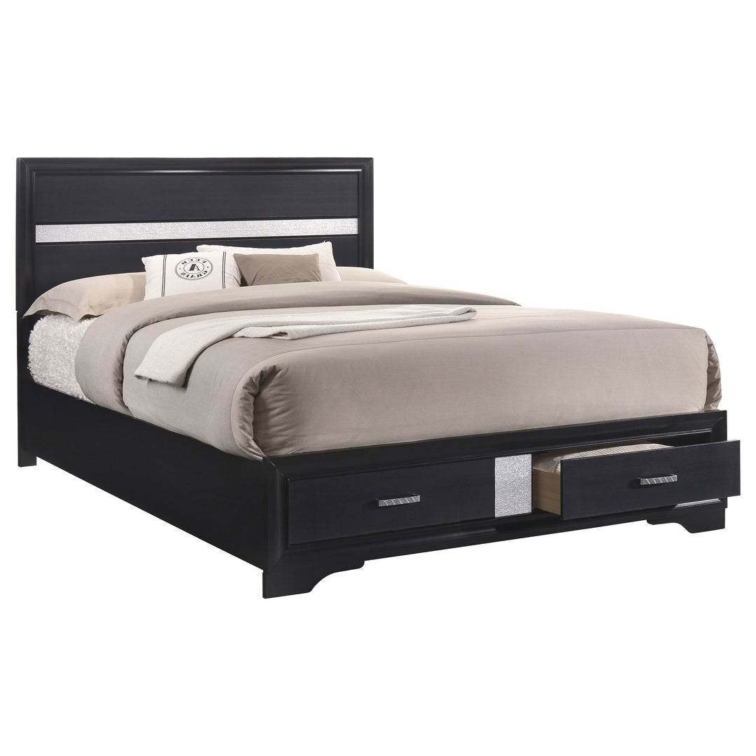 Miranda Wood Queen Storage Panel Bed Black