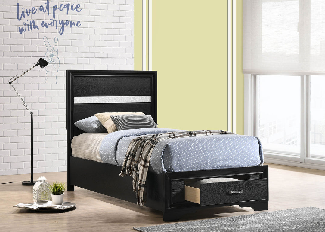 Miranda Wood Twin Storage Panel Bed Black