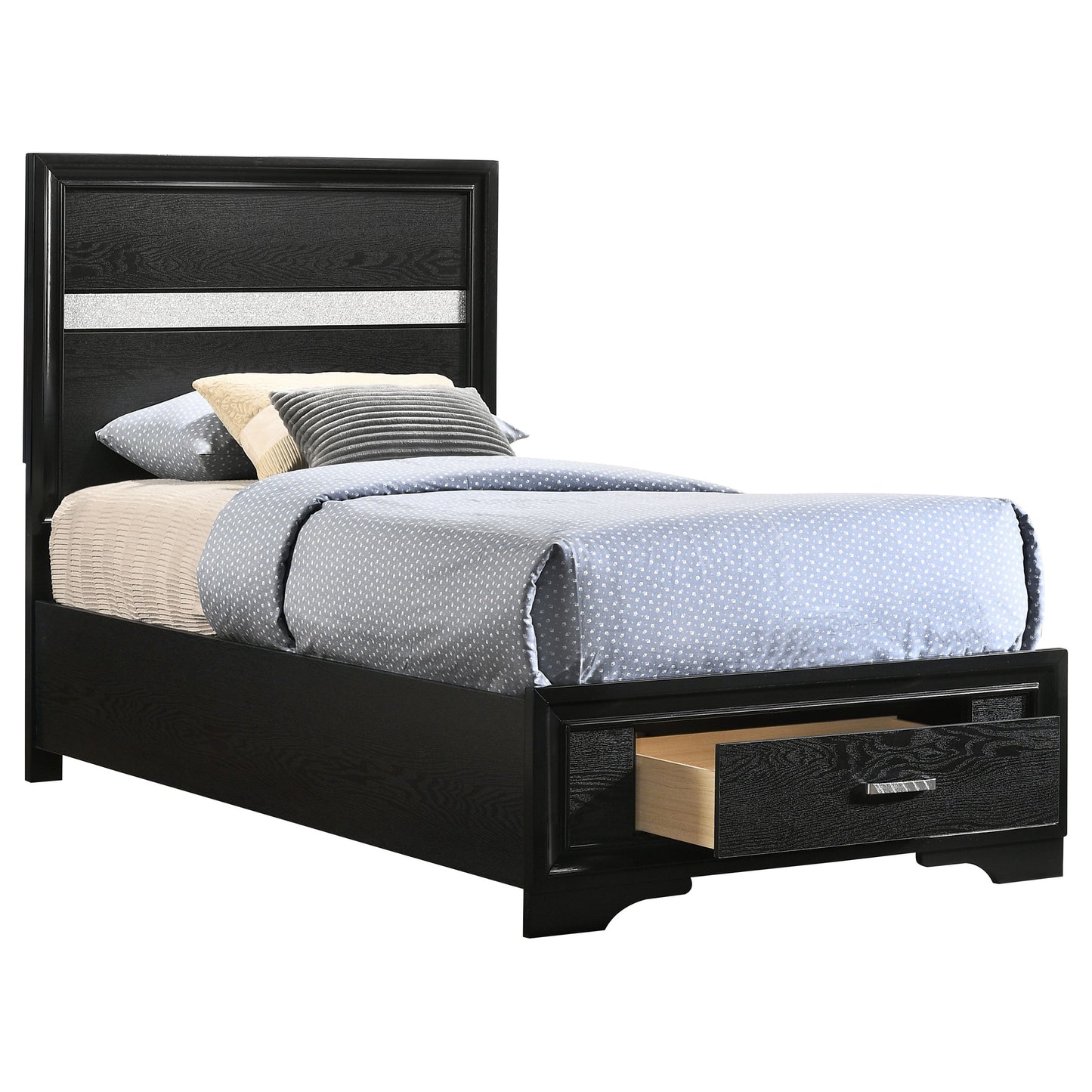 Miranda Wood Twin Storage Panel Bed Black