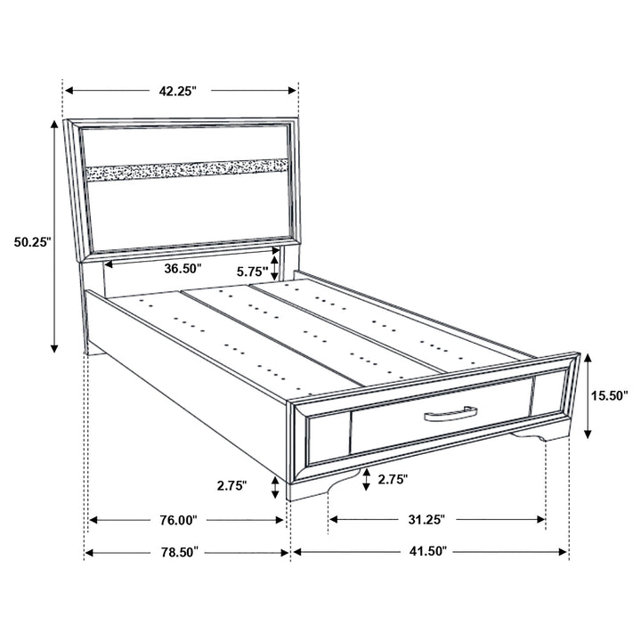 Miranda Wood Twin Storage Panel Bed Black