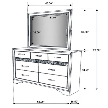 Miranda 7-drawer Dresser with Mirror Black