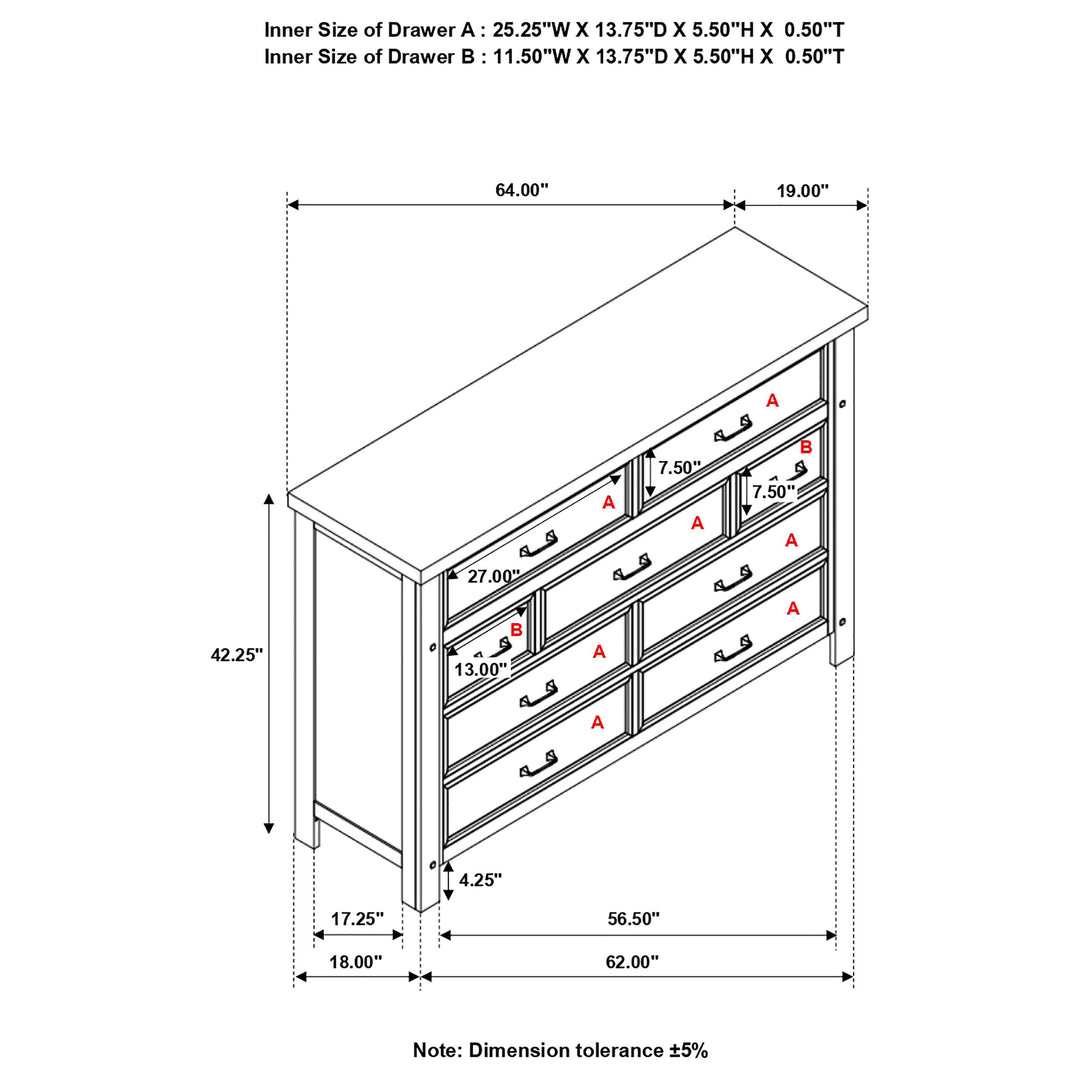 Barstow 9-drawer Dresser Pinot Noir