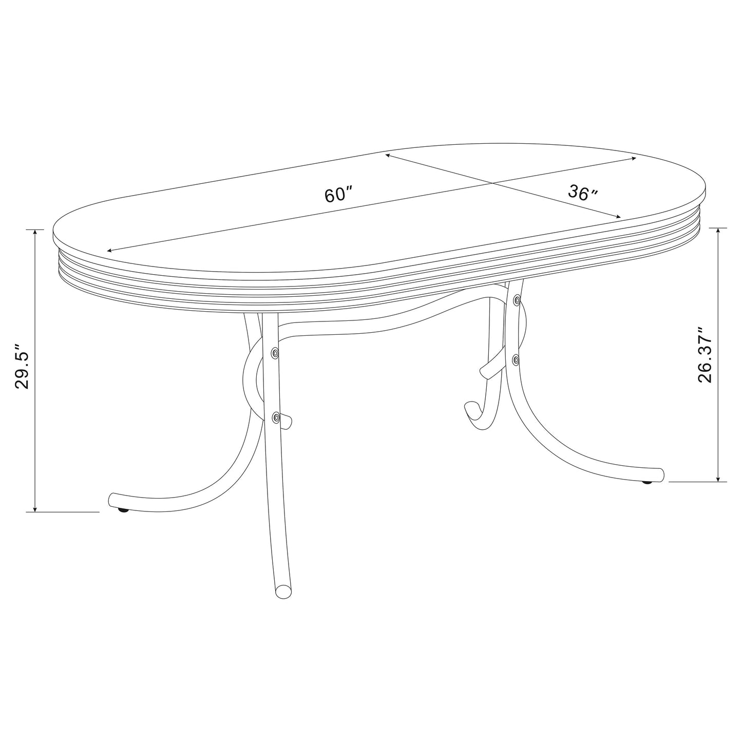 Retro 5-piece Oval Dining Set Glossy White and Red