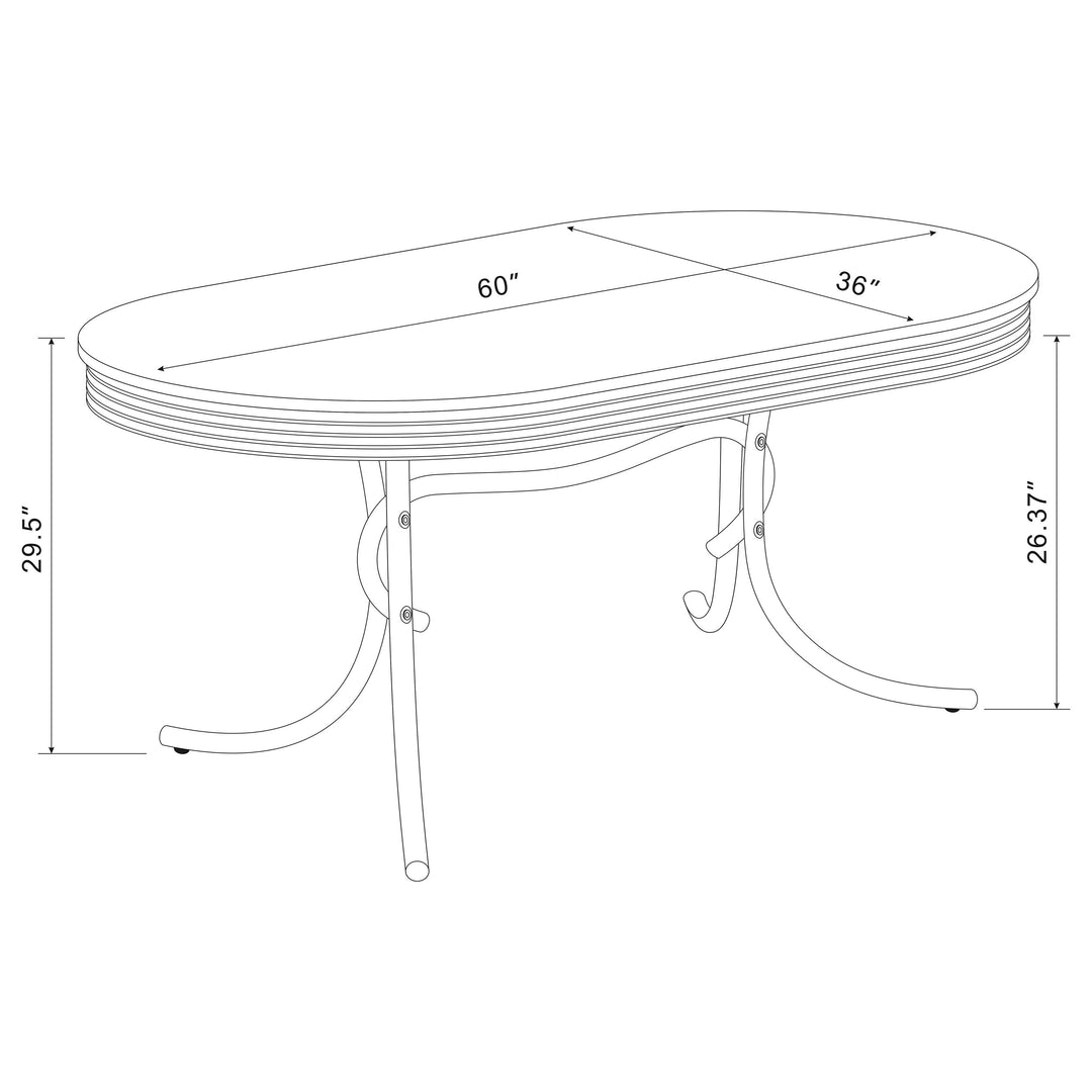 Retro 5-piece Oval Dining Set Glossy White and Red