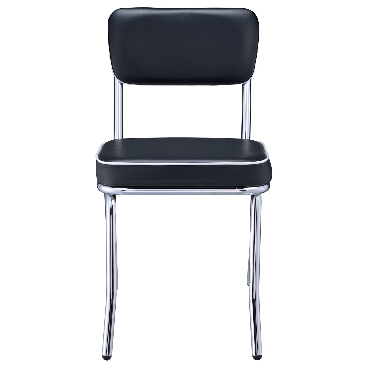 Retro Open Back Side Chairs Black and Chrome (Set of 2)